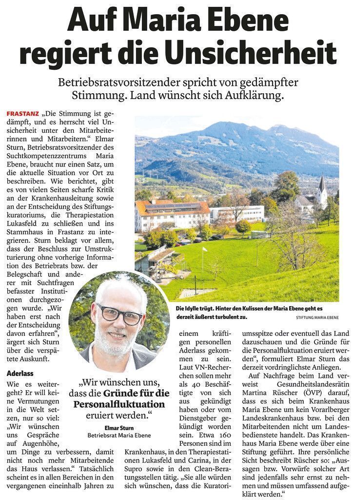 Handlungsbedarf bei Stiftung Maria Ebene