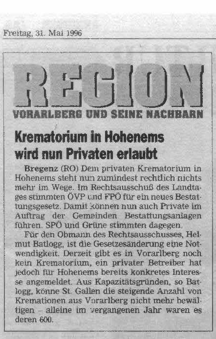 25 Jahre Krematorium: Dem Tod so nahe wie dem Leben
