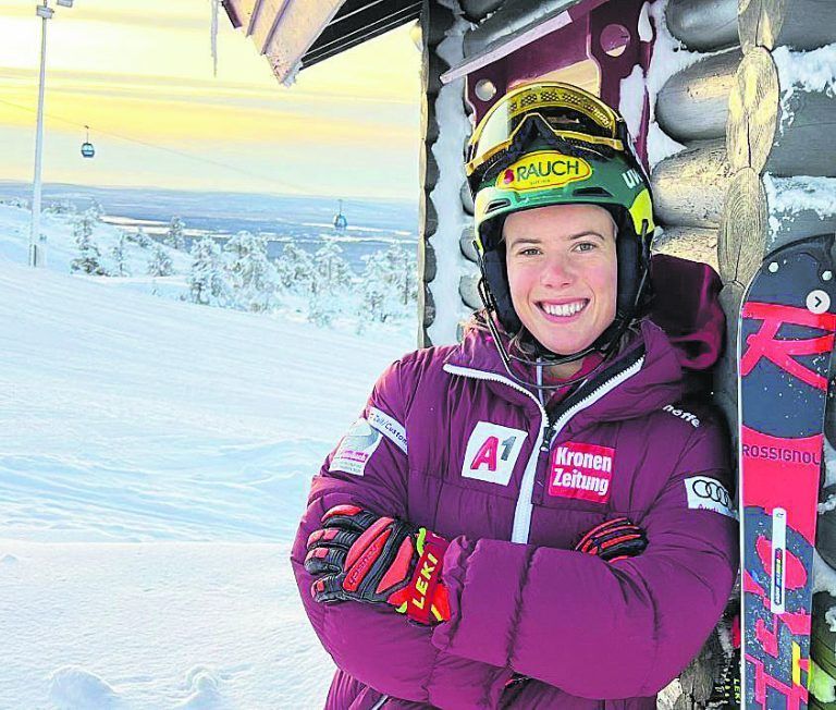 Die winterlichen Bedingungen in Levi kann Katharina Liensberger sichtlich genießen.VN