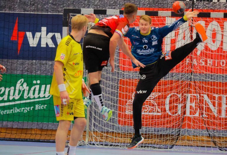 Goalie Ralf-Patrick Häusle trug mit insgesamt 16 Paraden maßgeblich zur zwischenzeitlichen klaren Führung von Bregenz Handball im Duell gegen Schwaz bei. Hartinger