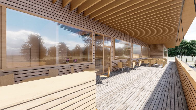 Eine großzügige Terrasse lädt zum Verweilen ein. 