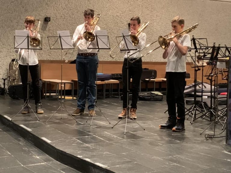 Posaunenquartett mit Pius Keckeis, Lukas Schuchter, Tobias Summer und David Sonderegger.