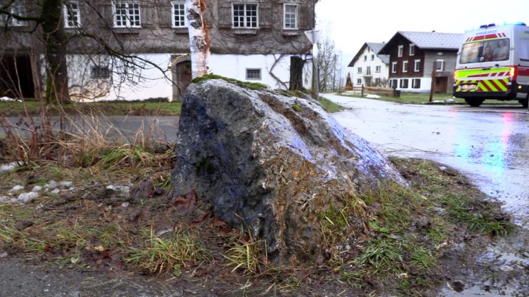 Der Pkw prallte zuerst gegen eine Stiege und dann gegen einen Stein.
