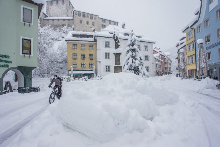 Feldkirch im Jänner 2021: Eistage, an denen das Thermometer unter dem Gefrierpunkt bleibt, sind in der Montfortstadt selten geworden. <span class="copyright">Foto: VN/Steurer</span>