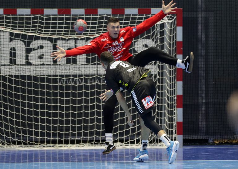 Im Hinspiel musste sich Bregenz Handball in Krems (im Bild Goalie Thomas Eichberger) Anfang September mit 26:28 geschlagen geben. <span class="copyright">GEPA</span>