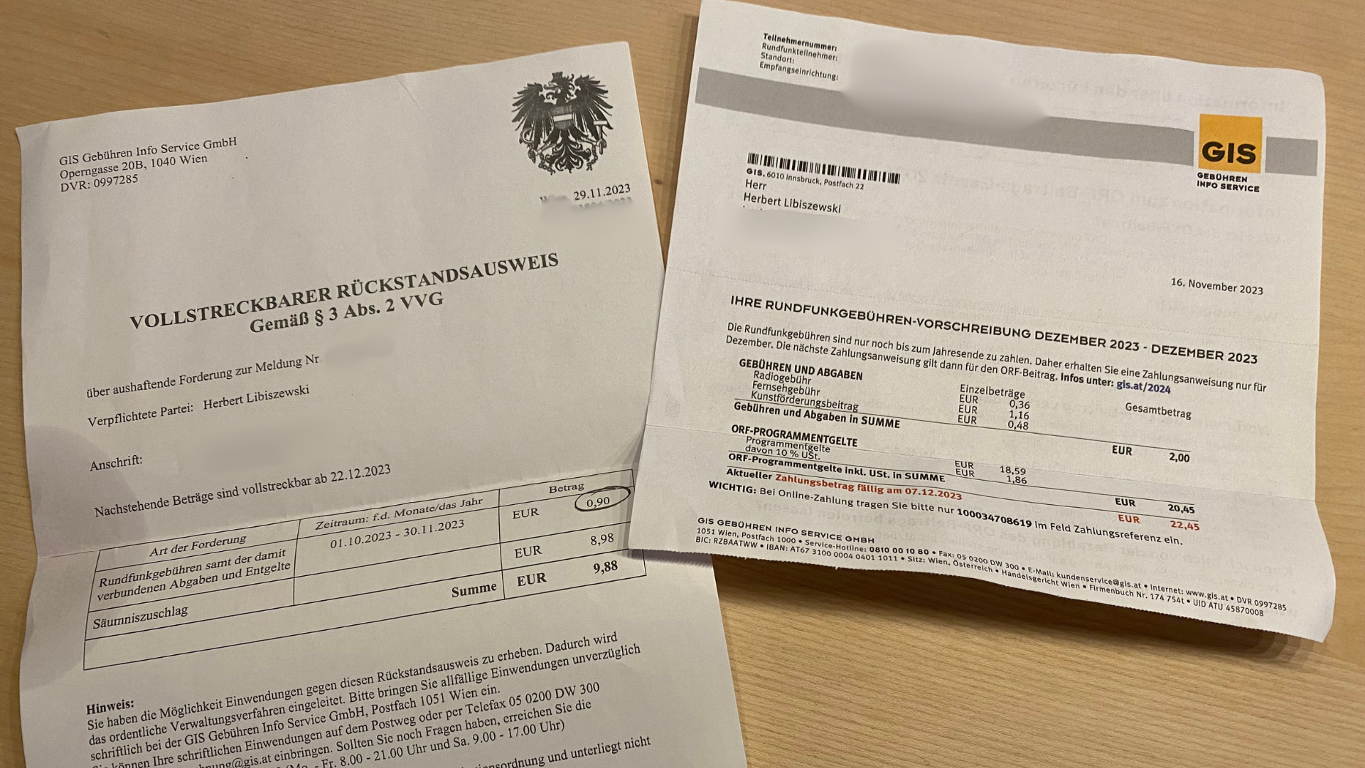 Exekutionstitel wegen 90 Cent: Das sagt die GIS