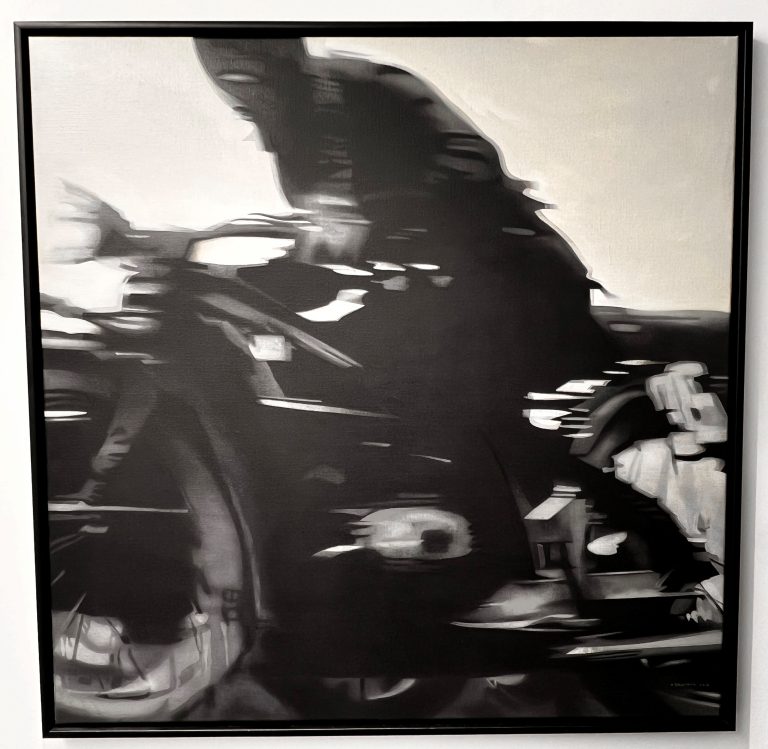 "Motorradfahrer" von Heinrich Salzmann, Öl auf Leinwand. <span class="copyright">Andreas Marte</span>