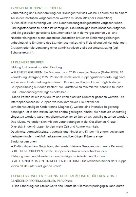 Positionspapier: Elementarpädagoginnen kämpfen für bessere Bedingungen in der Kinderbetreuung