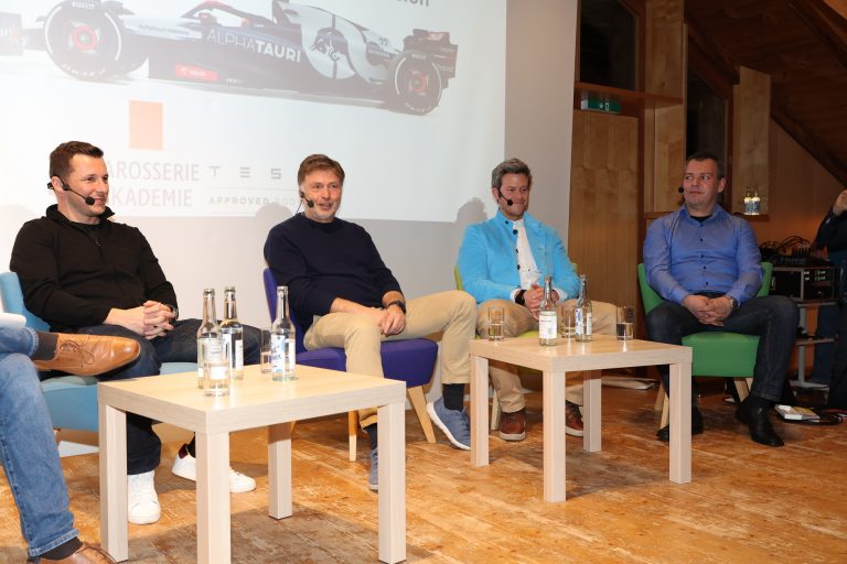 Christian Klien, Jost Capito, Philipp Brändle und Christoph Lampert bei der Diskussion in Schwarzenberg. <span class="copyright">Noger</span>