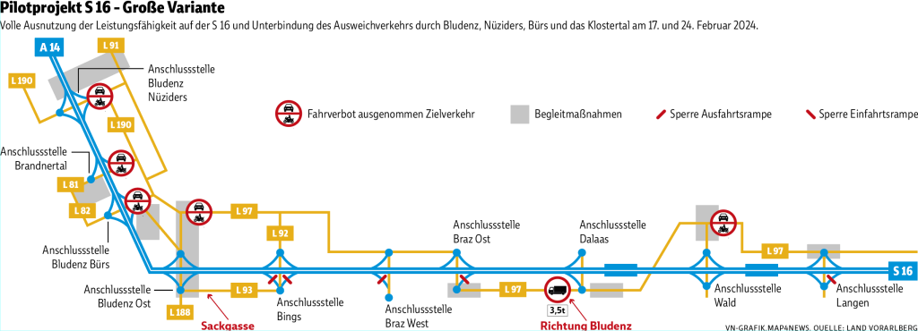 Diese Abfahrverbote sollen den Ski-Reiseverkehr auf der S16 bändigen