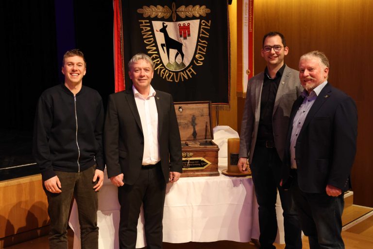 Michael Ellensohn, Zunftmeister Johannes Wilhelm, Kerzenmeister Markus Loacker und Beirat Stefan Riegler.