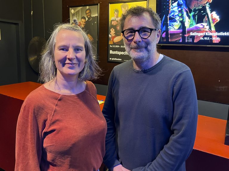 Konzertpremiere im Spielboden: GF Heike Kaufmann und Michael Fritz.