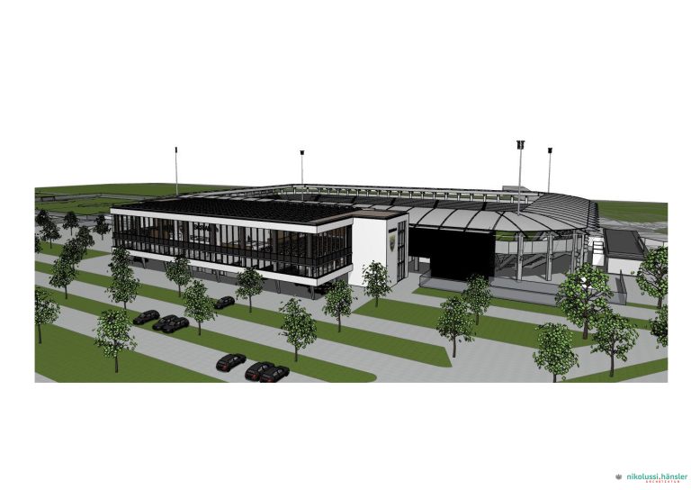 Ein Blick auf das neue Business-Gebäude bei der Cashpoint-Arena. <span class="copyright">SCRA</span>