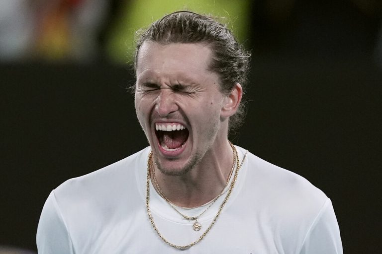 Ein Freudenschrei nach Spielende von Alexander Zverev.AP
