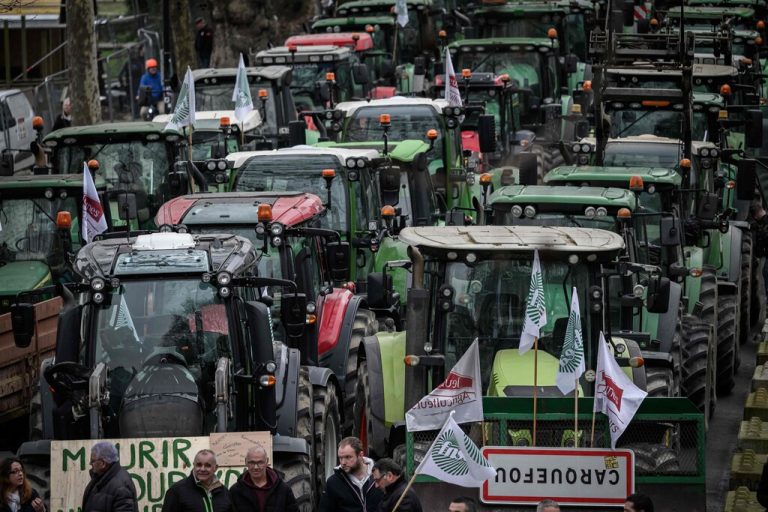 Französische Landwirte demonstrieren mit Hunderten von Traktoren in der Innenstadt von Nantes im Rahmen eines landesweiten Aktionstages. AFP