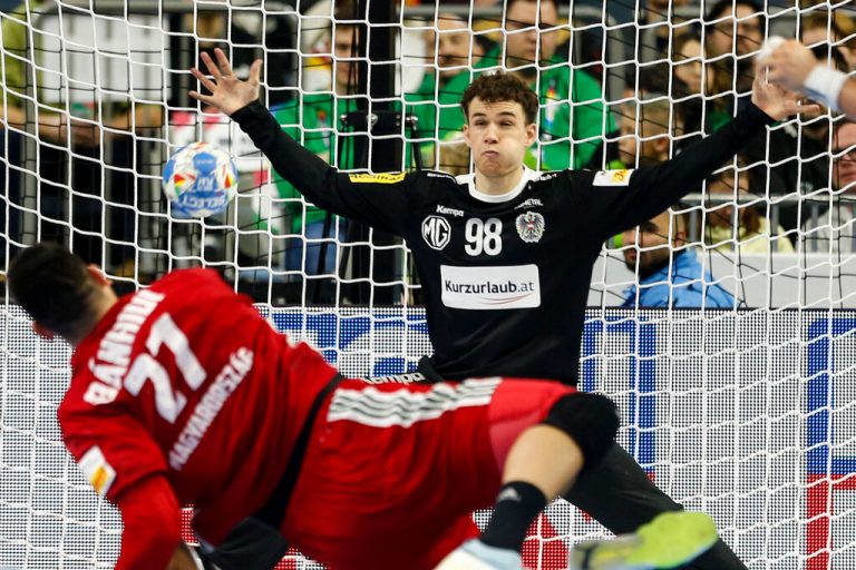 Goalie Constantin Möstl wurde viermal als Man of the Match ausgezeichnet und ist ein heißer Kandidat bei der Wahl des All-Star-Teams bei der EURO 2024 in Deutschland.GEPA