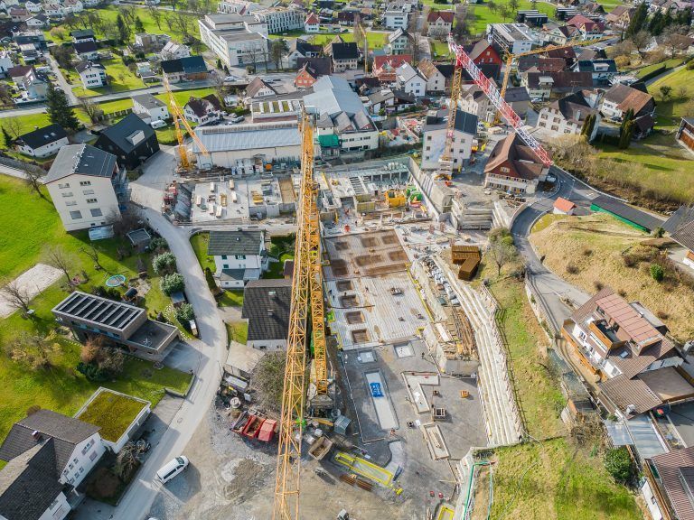 luftbild, drohne, quartier rickenbach wolfurt, baustelle
