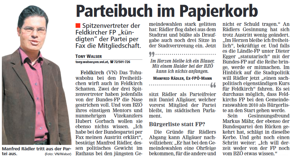 Manfred Rädler zu seiner FPÖ-Vergangenheit: „Ich habe alle Brücken abgerissen“