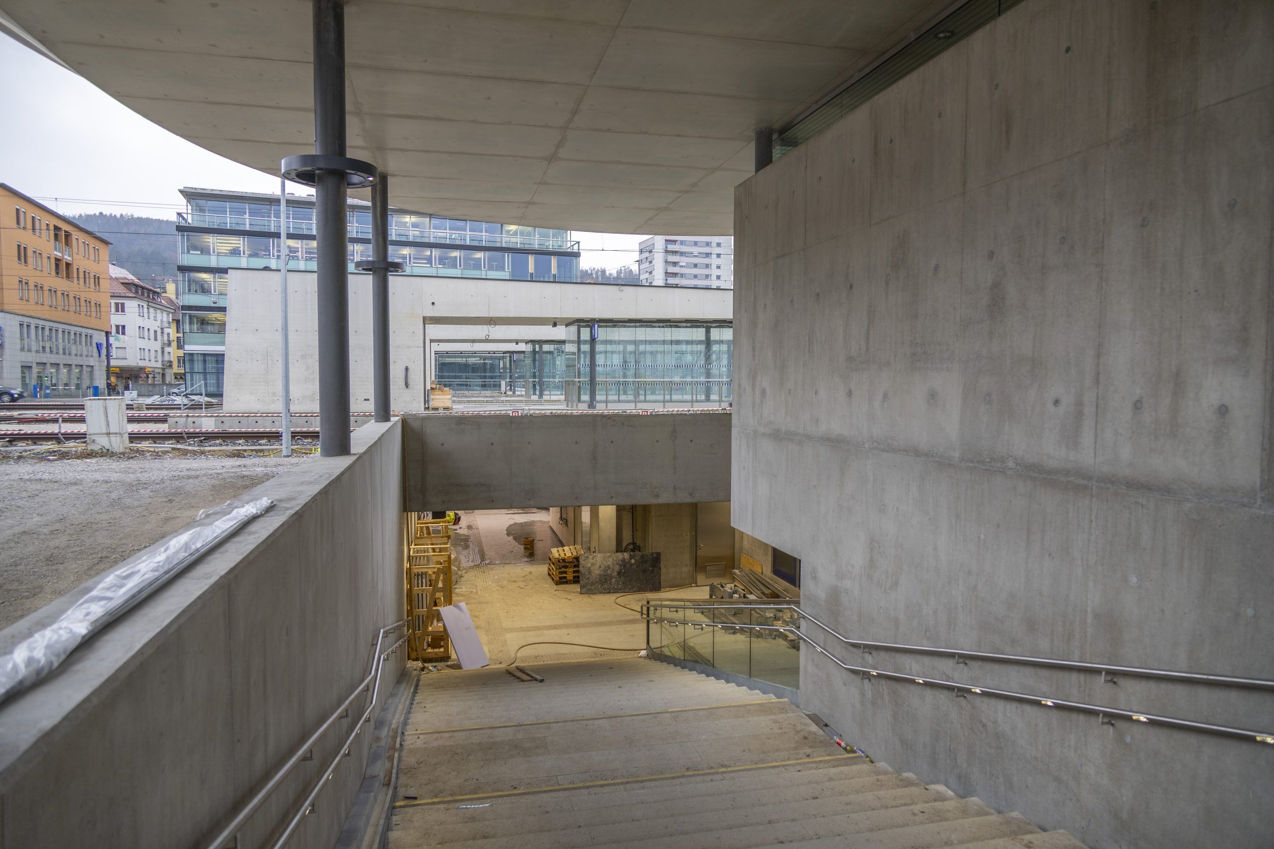 Baustelle Hypounterführung Termin mit dem Projektkoordinator Dominik Lumetzberger und Pressesprecher Christoph Gasser-Mair, Architekt Markus Ostertag ahnhof Bregenz