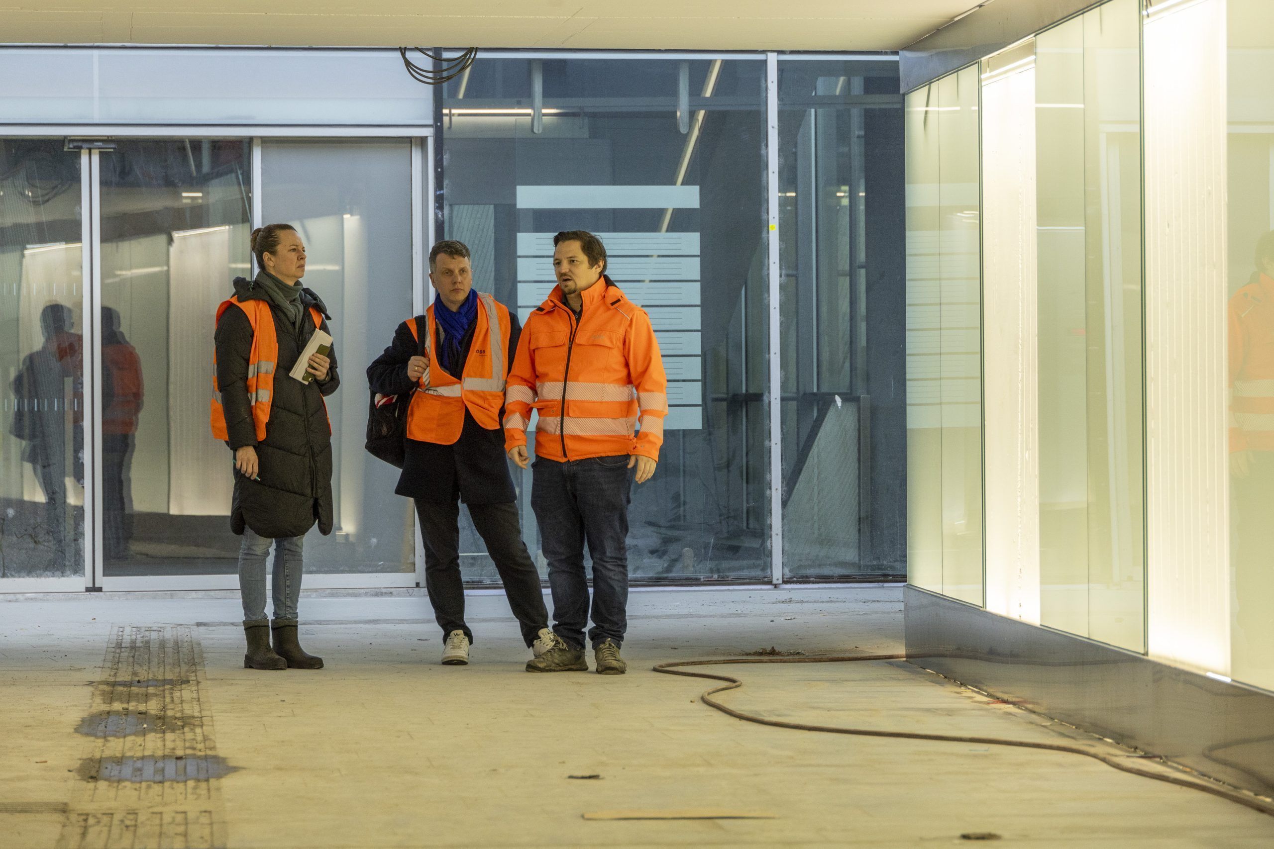 Baustelle Hypounterführung Termin mit dem Projektkoordinator Dominik Lumetzberger und Pressesprecher Christoph Gasser-Mair, Architekt Markus Ostertag ahnhof Bregenz