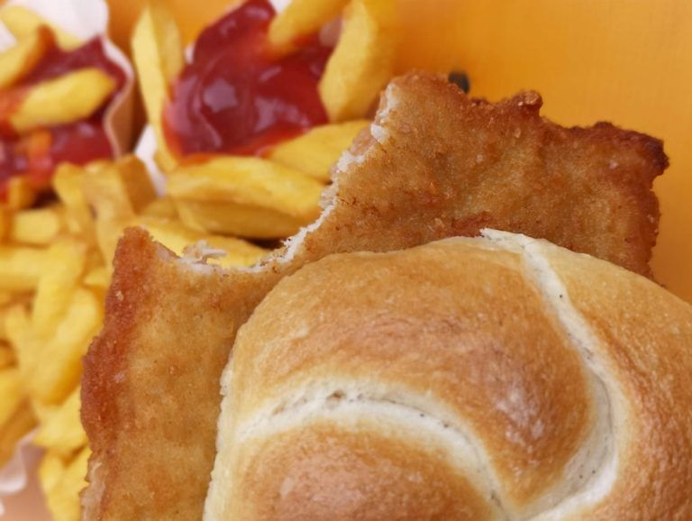 ABD0021_20190814 – SALZBURG – STERREICH: ++ THEMENBILD ++ Illustration zum Thema “ERNHRUNG / FLEISCH / GESUNDHEIT / FAST FOOD”: Im Bild eine angebissene Schnitzelsemmel mit Pommes Frittes, am 10. August 2019. – FOTO: APA/BARBARA GINDL