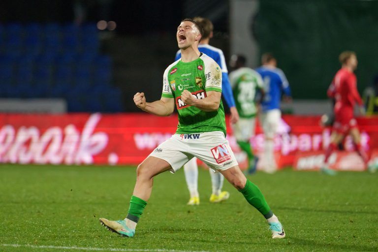 ABD0204_20240310 – BREGENZ –
STERREICH: Luca Meisl (SC Austria Lustenau) nach dem Treffer zum 2:0 am Sonntag, 10. Mrz 2024, whrend der Admiral Bundesliga-Begegnung, 22. Runde, zwischen SC Austria Lustenau und Blau-Wei§ Linz in Lustenau. – FOTO: APA/DIETMAR STIPLOVSEK