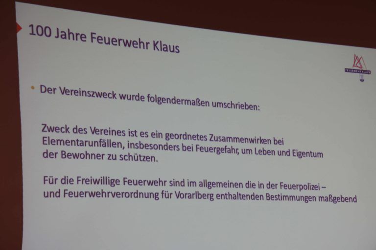 Klaus, 100 Jahre Feuerwehr