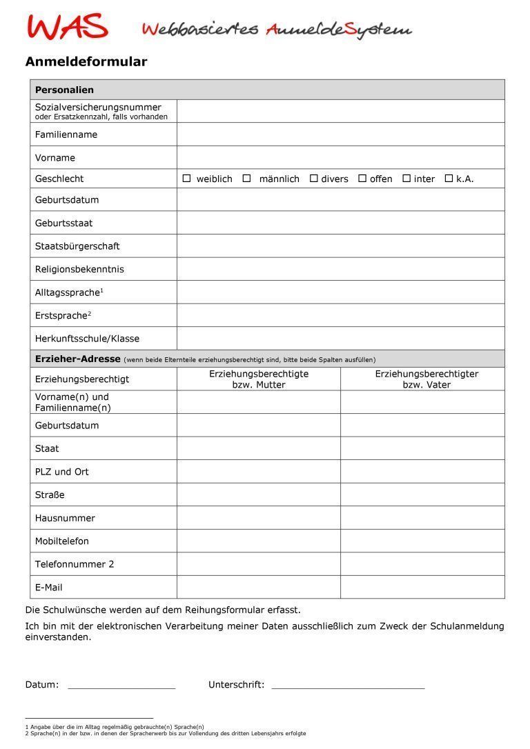 Anmeldeformular
