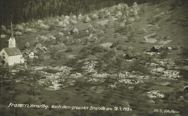 Fraxern, Vorarlbg. Nach dem grossen Brande am 18.4.1934