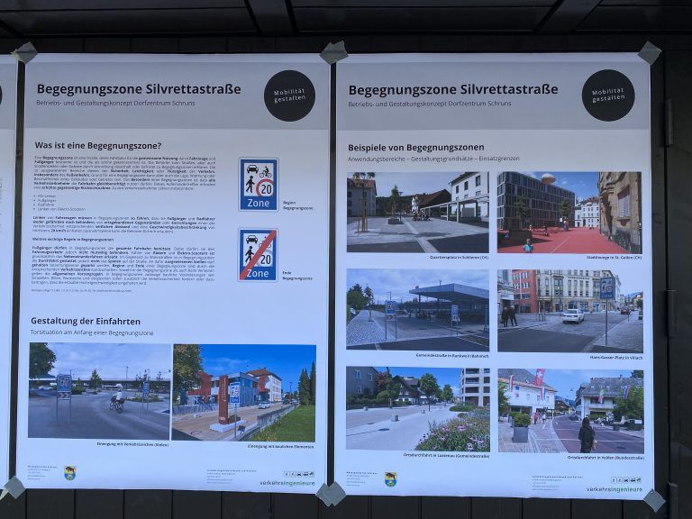 Schrunser Ortszentrum, Silvrettastraße, Kirchstraße, Begegnungszone
