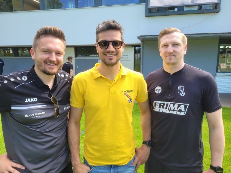 Sportlicher Leiter Martin Sinz, Obmann Julian Halder und Trainer Matthias Koch. - Bilder vom Leiblachtalderby RUPP FOOD Austria FC Hörbranz gegen den SV typico Lochau - Bilder vom Leiblachtalderby RUPP FOOD Austria FC Hörbranz gegen den SV typico Lochau