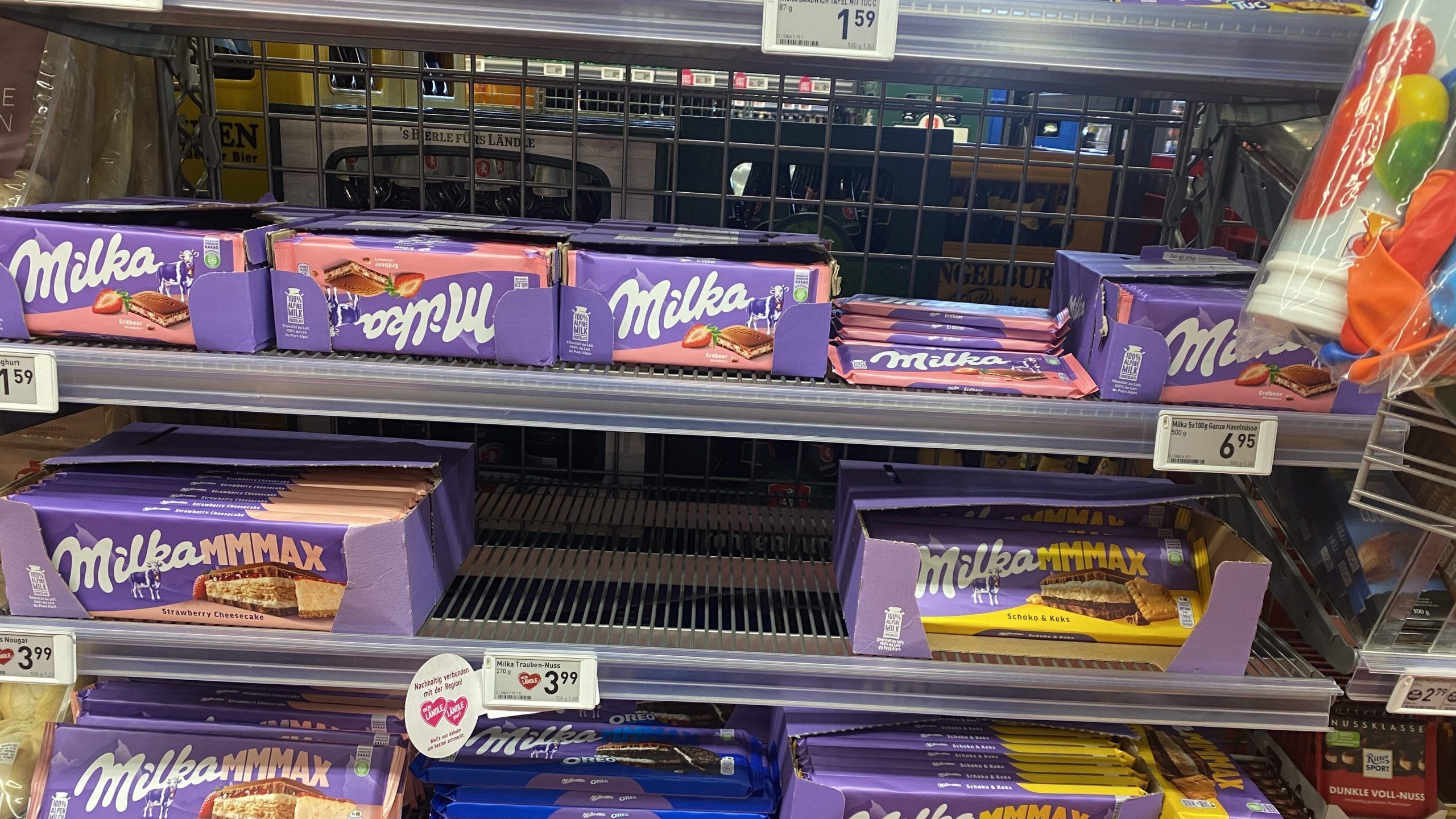 Milka: Mangel im Sutterlüty