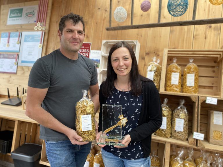 Guschahof Bürs, Yvonne und Florian Tschugmell, Zirbennudeln, Messe Wieseburg, Pasta-Kaiser 2024