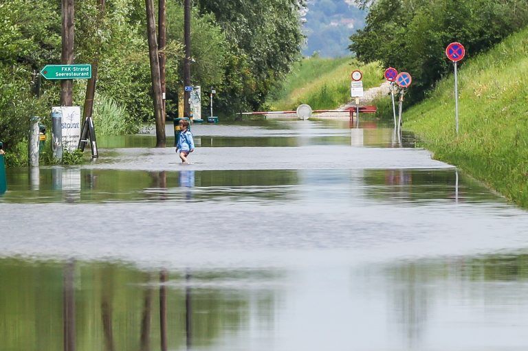 hochwasser fußach, höhe schwedenschanze, kleinvenedig, der im grauen adidsas tshirt ist der der wasserproben genommen hathochwasser fußach, höhe schwedenschanze, kleinvenedig
