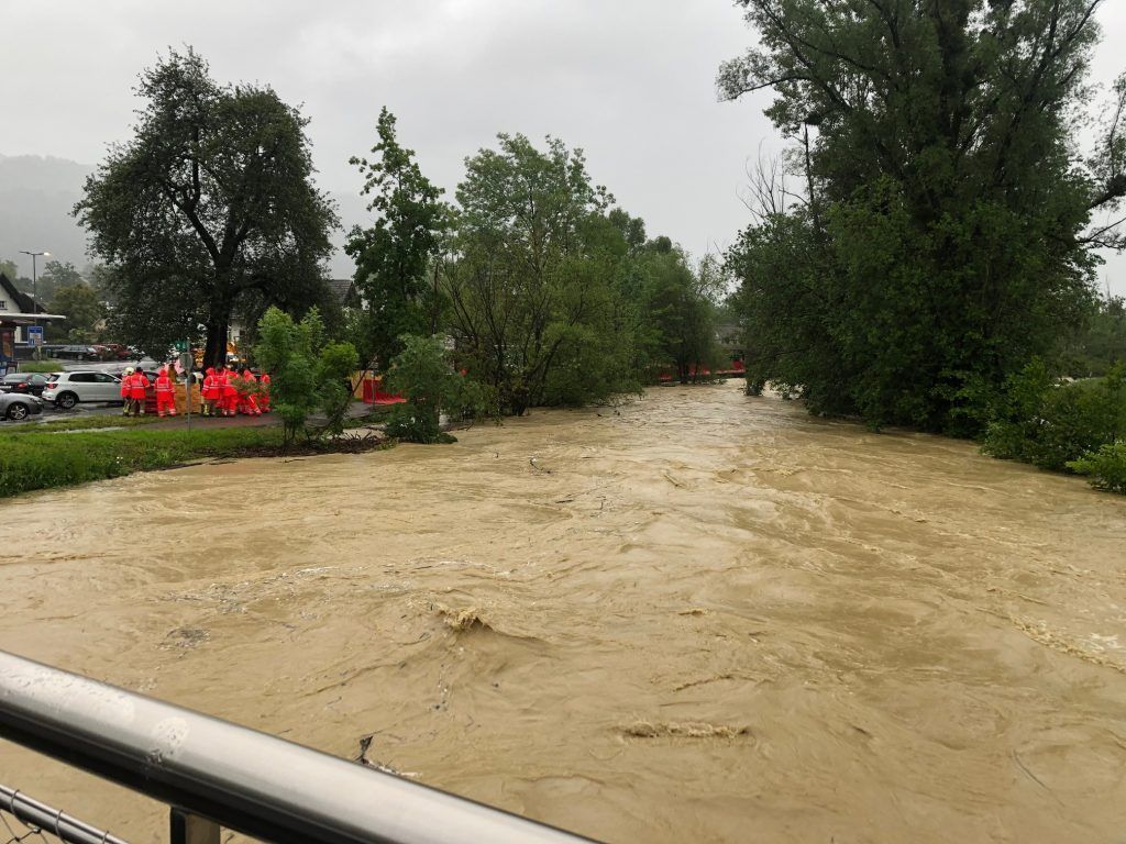 Hochwasserlage am Grenzfluss Leiblach  entspannt