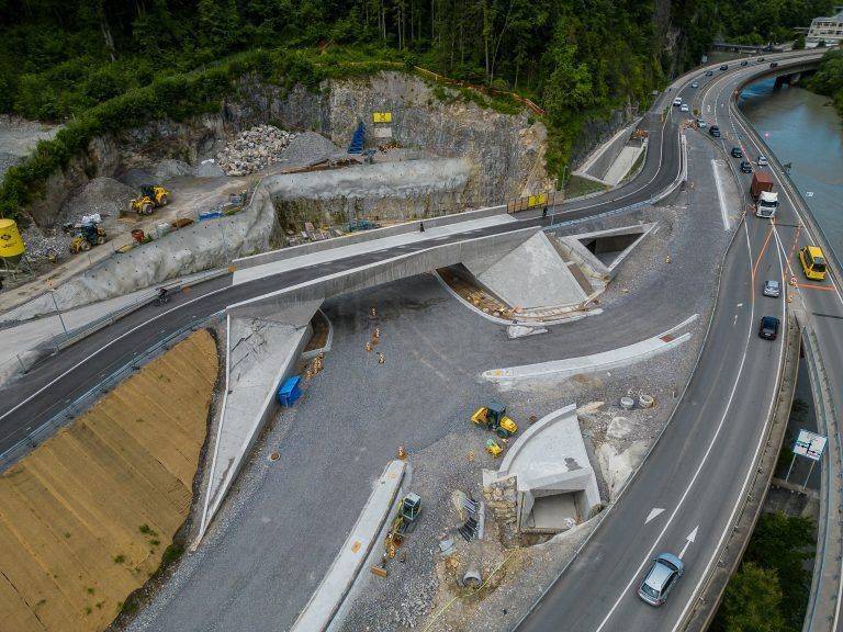 Stadttunnel Felsenau Frastanz, aktuelle Drohnenbilder von der Stadttunnel Baustelle