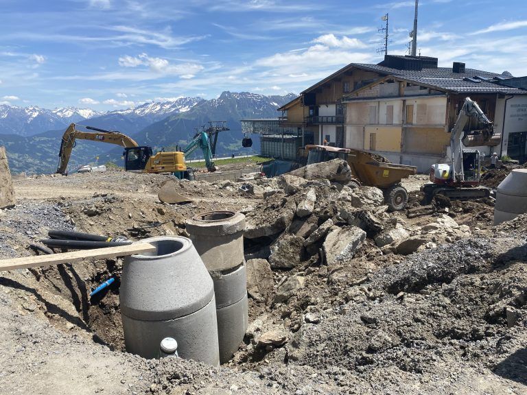 Baustelle, Bergrestaurant Grüneck, Golm