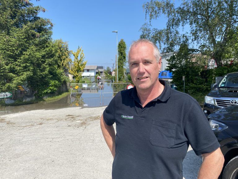 Hochwasser in der Schanz, Hafen Brefenz