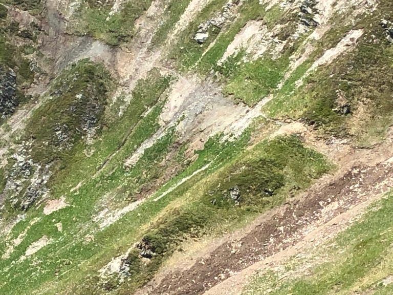Wanderwegsperre Maisbodenweg, Bielerhöhe, Bielerkopf, Hangrutsch