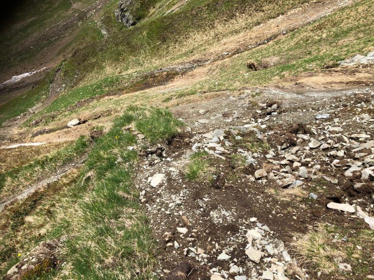 Wanderwegsperre Maisbodenweg, Bielerhöhe, Bielerkopf, Hangrutsch