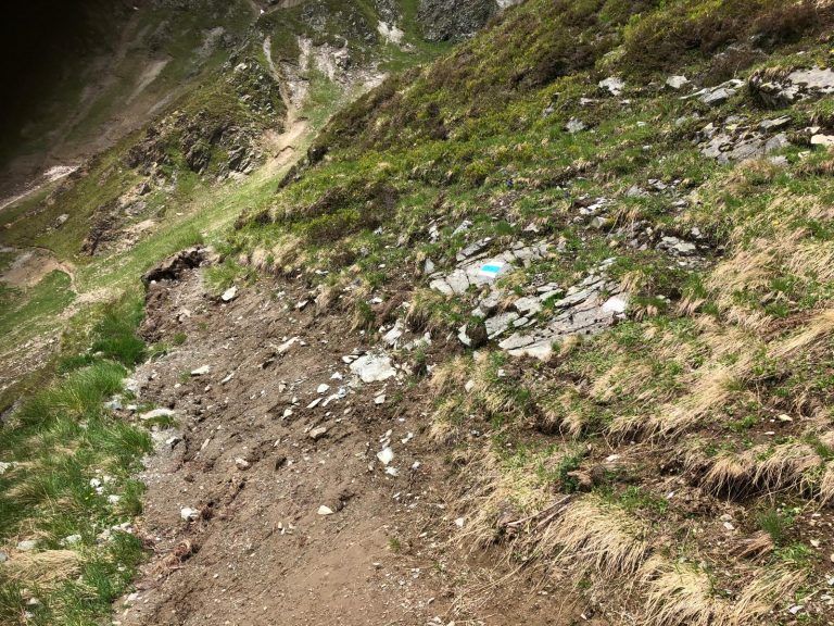 Wanderwegsperre Maisbodenweg, Bielerhöhe, Bielerkopf, Hangrutsch