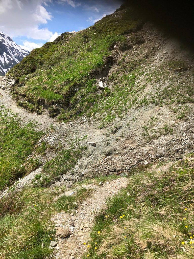Wanderwegsperre Maisbodenweg, Bielerhöhe, Bielerkopf, Hangrutsch