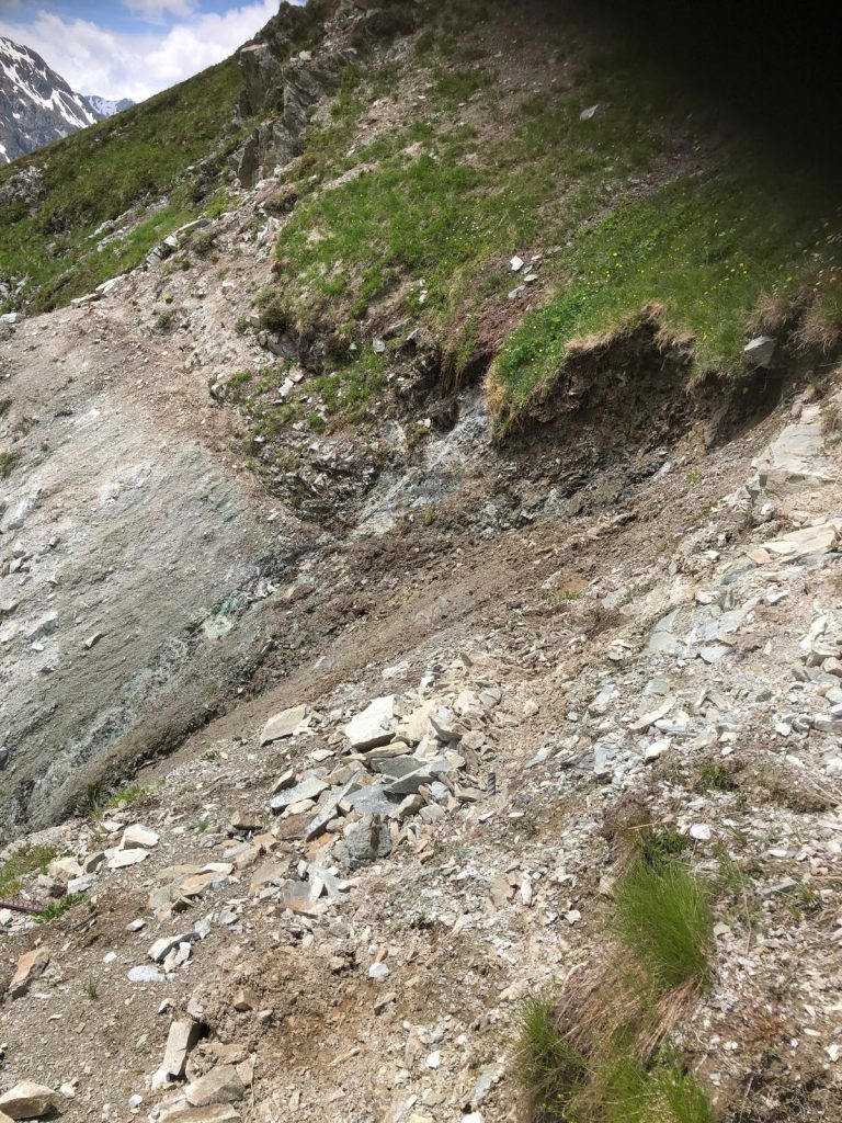 Wanderwegsperre Maisbodenweg, Bielerhöhe, Bielerkopf, Hangrutsch