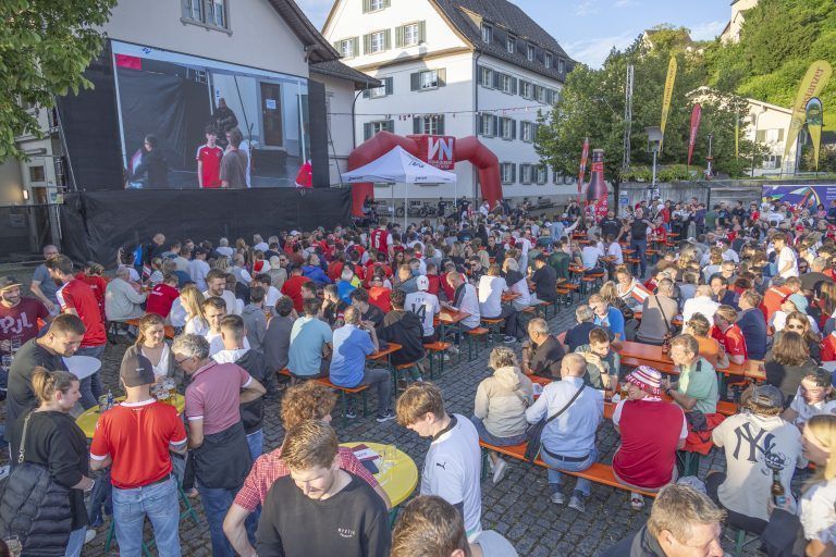 Erstes Österreich Spiel Public Viewing Bilder von der Stimmung, ein paar Menschen