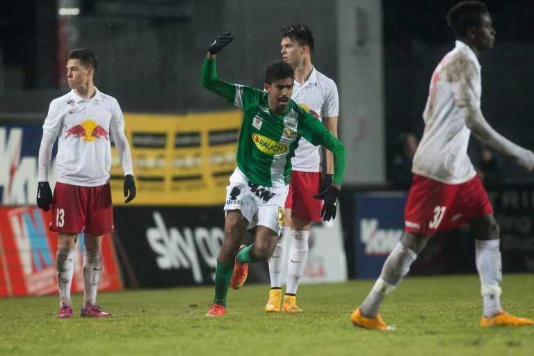 Fussball, Sky Go Erste Liga, 21. Runde. SC Austria Lustenau – FC Liefering, tor zum 2:3, seifedin chabbi