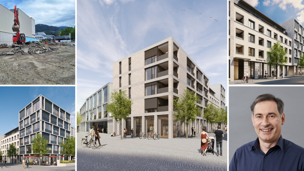 Zwei Großprojekte in der Dornbirner Innenstadt: Hier entstehen Wohnungen, Geschäfte, Büros und ein Gasthaus