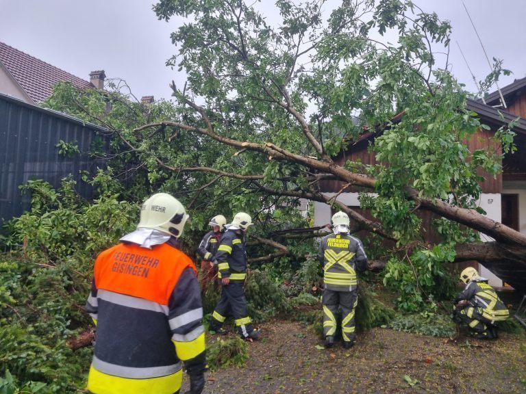 Unwetter in Feldkirch, Feuerwehr Gisingen