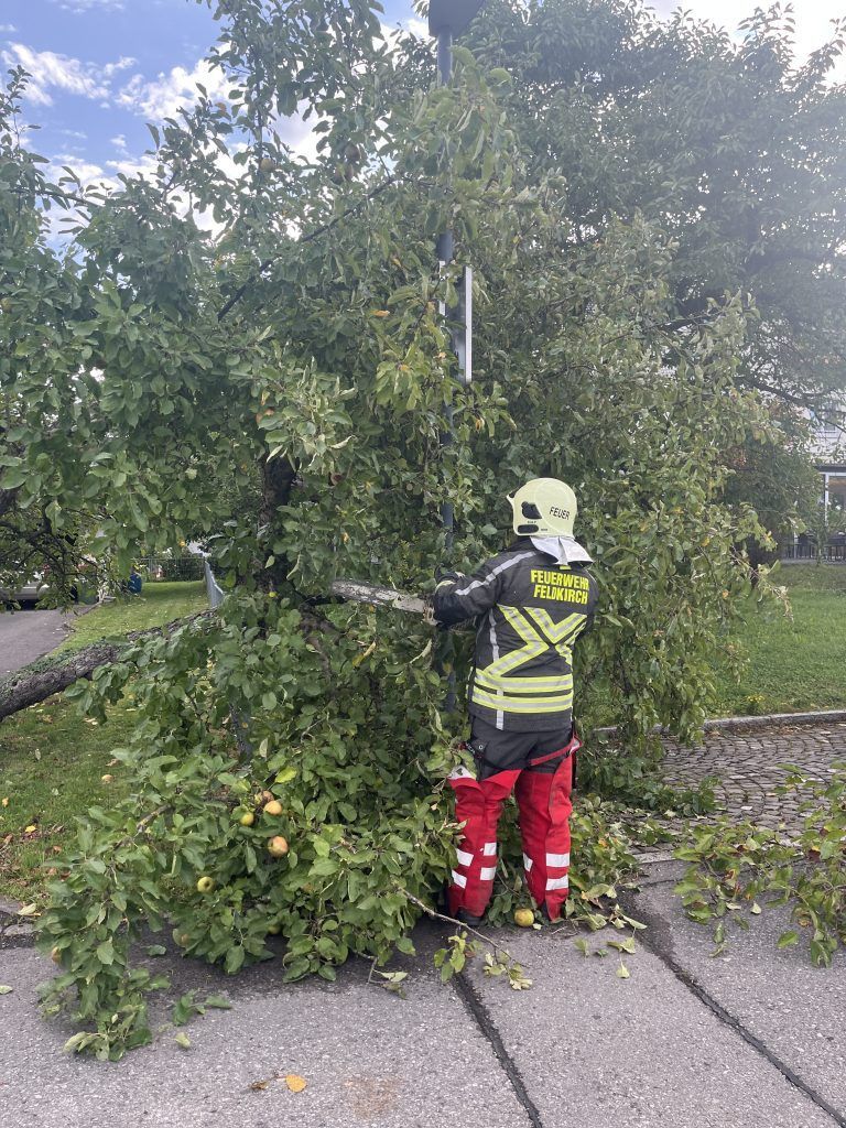 Unwetter in Feldkirch, Feuerwehr Gisingen