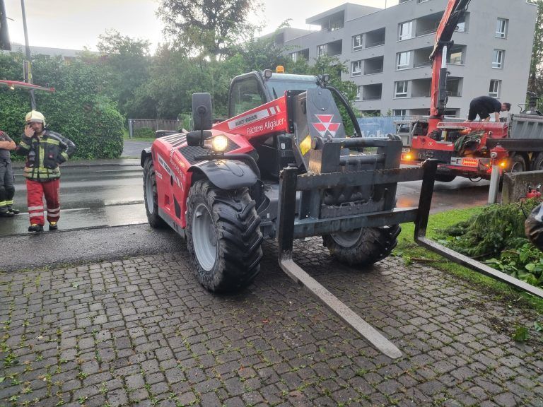 Unwetter in Feldkirch, Feuerwehr Gisingen
