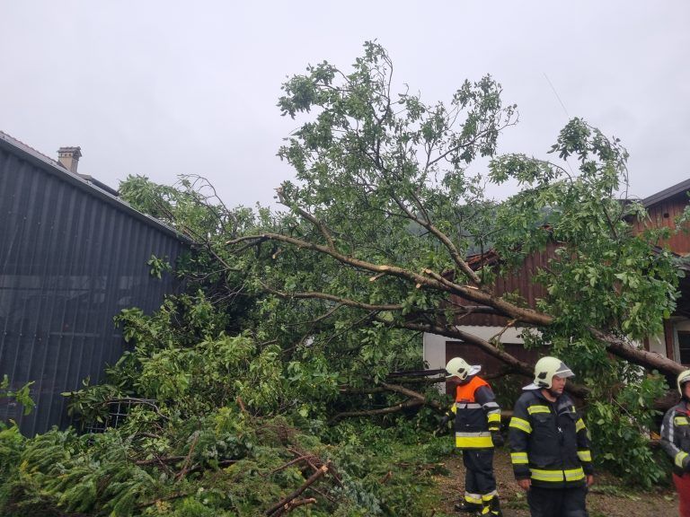 Unwetter in Feldkirch, Feuerwehr Gisingen